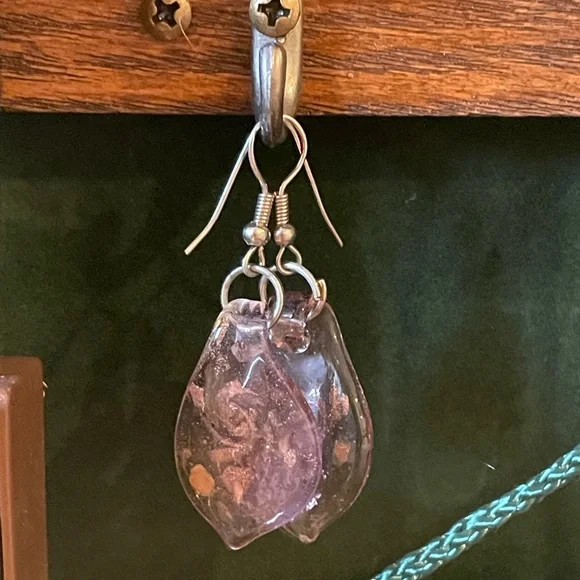 Artisan Pink and Gold Leaf Pendant Necklace Set… NWOT - Picture 2 of 8